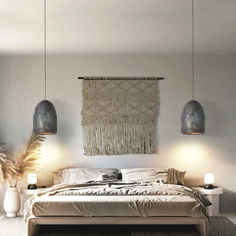 Pendant Light Japandi Wabi-Sabi Long Lampshade, Black