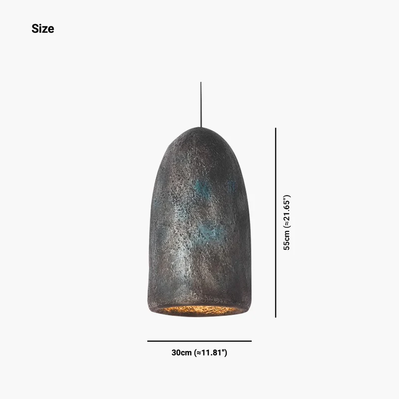 Pendant Light Japandi Wabi-Sabi Long Lampshade, Black