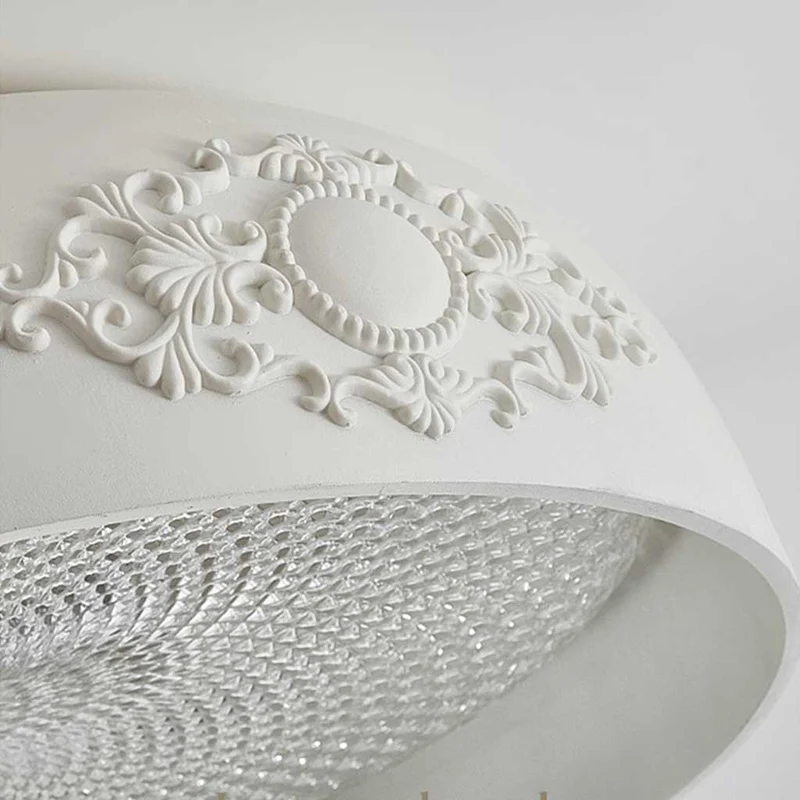 Flush Mount Ceiling Light French Cream Bowl Dimmable LED, White