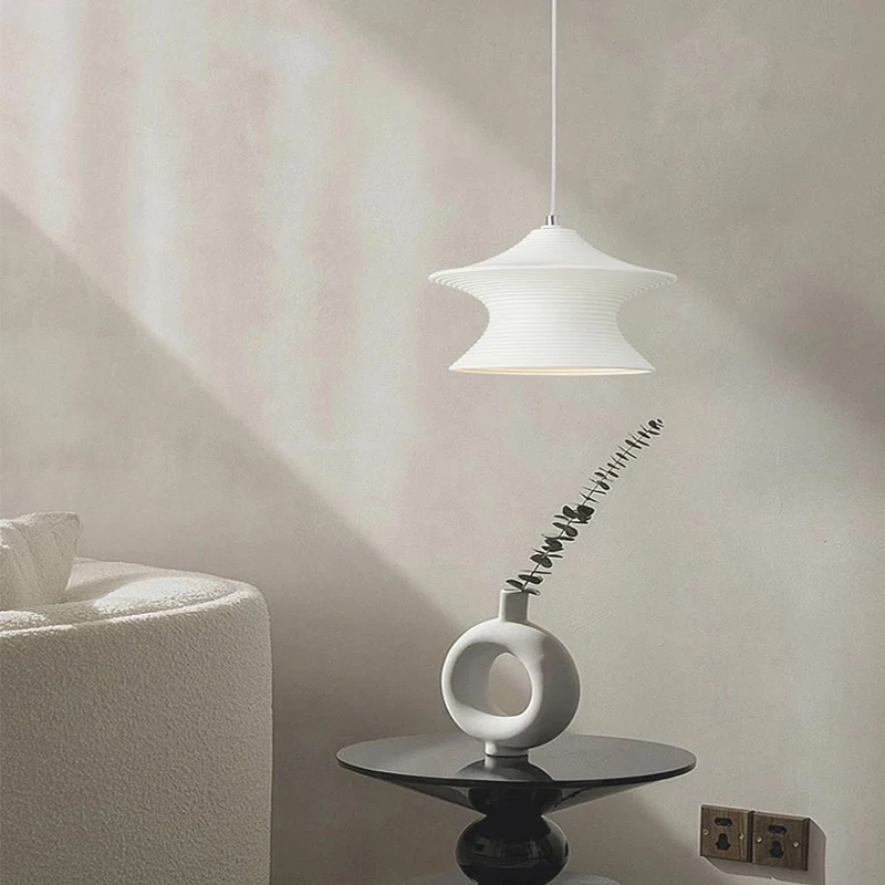 Pendant Light Minimalist Wabi-Sabi Gyro Resin, White/Beige