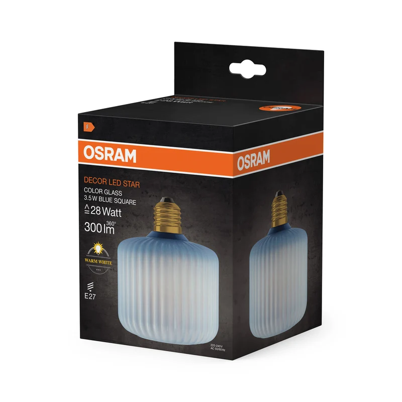 OSRAM DECOR LED-Lampe farbiges Glas quadratisch blau