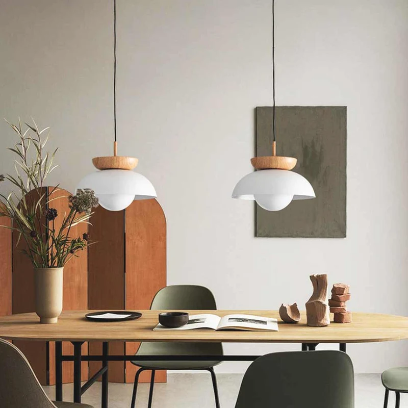 Pendant / Flush Mount Ceiling Light Minimalist Iron Dome, Black / White