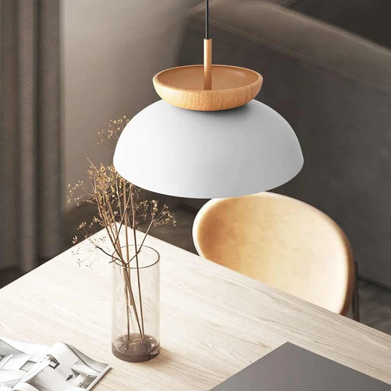 Pendant / Flush Mount Ceiling Light Minimalist Iron Dome, Black / White