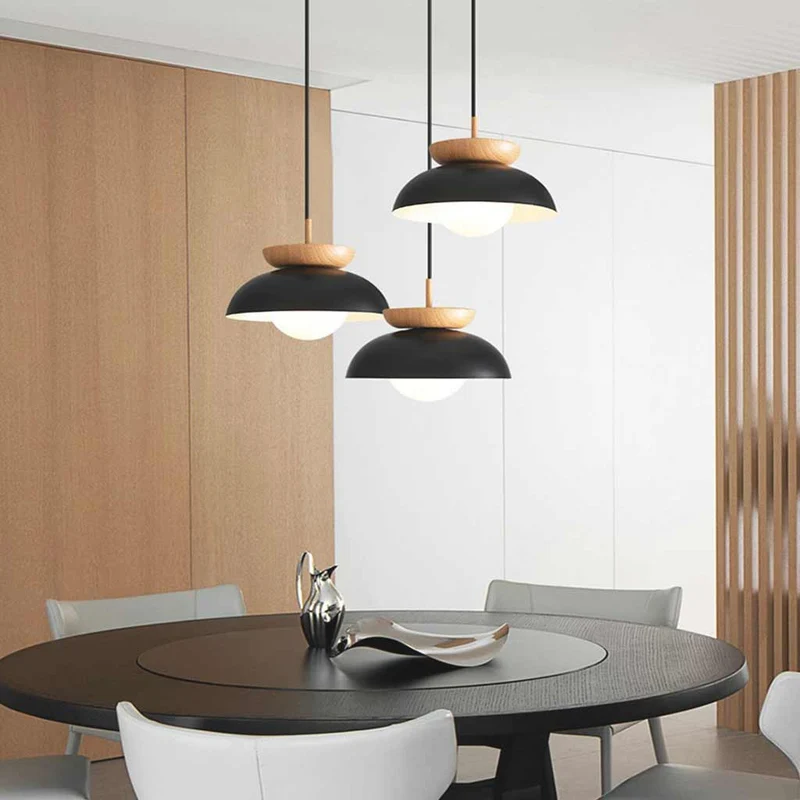 Pendant / Flush Mount Ceiling Light Minimalist Iron Dome, Black / White