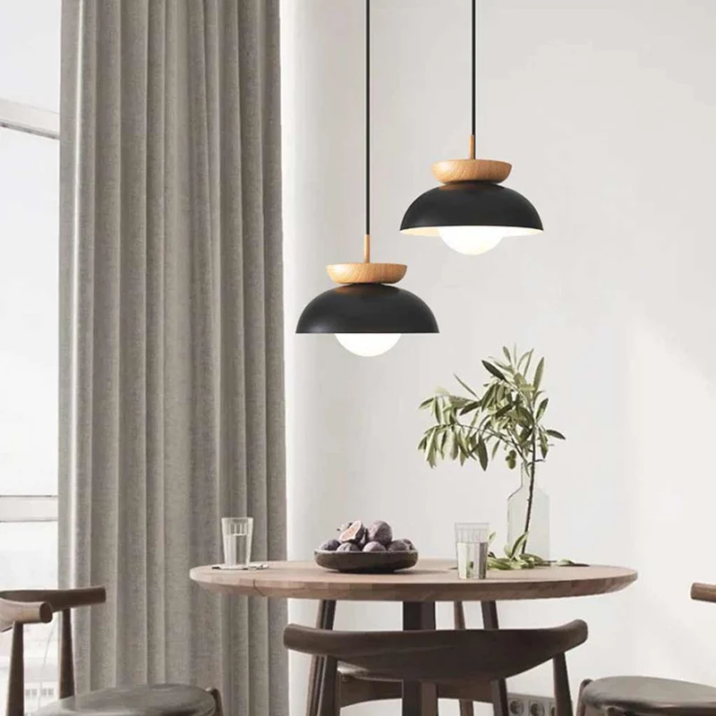 Pendant / Flush Mount Ceiling Light Minimalist Iron Dome, Black / White