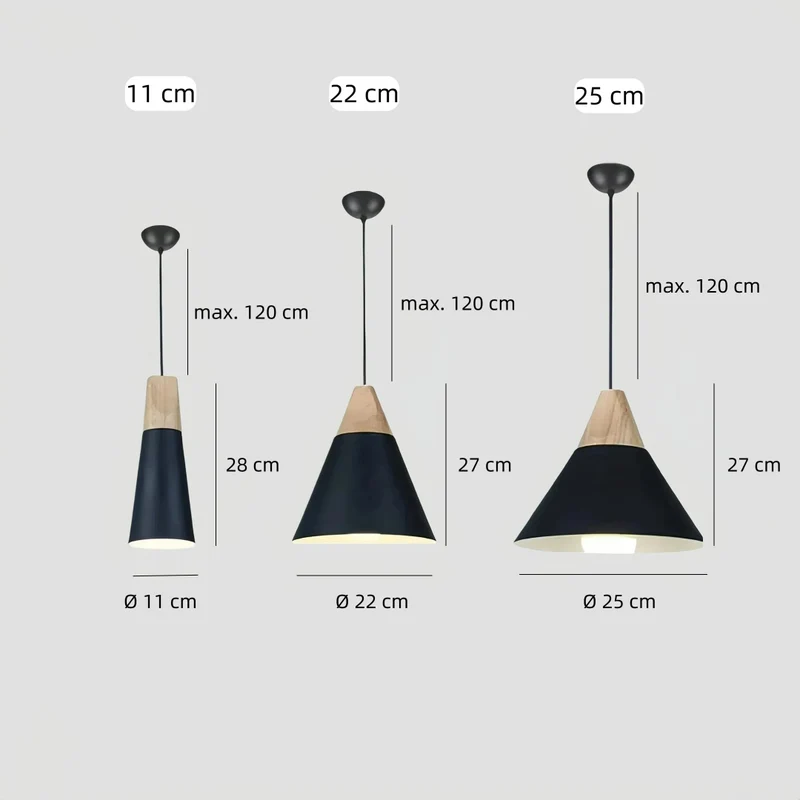 Nordic Pendelleuchte aus Metall und Holz für Esszimmer