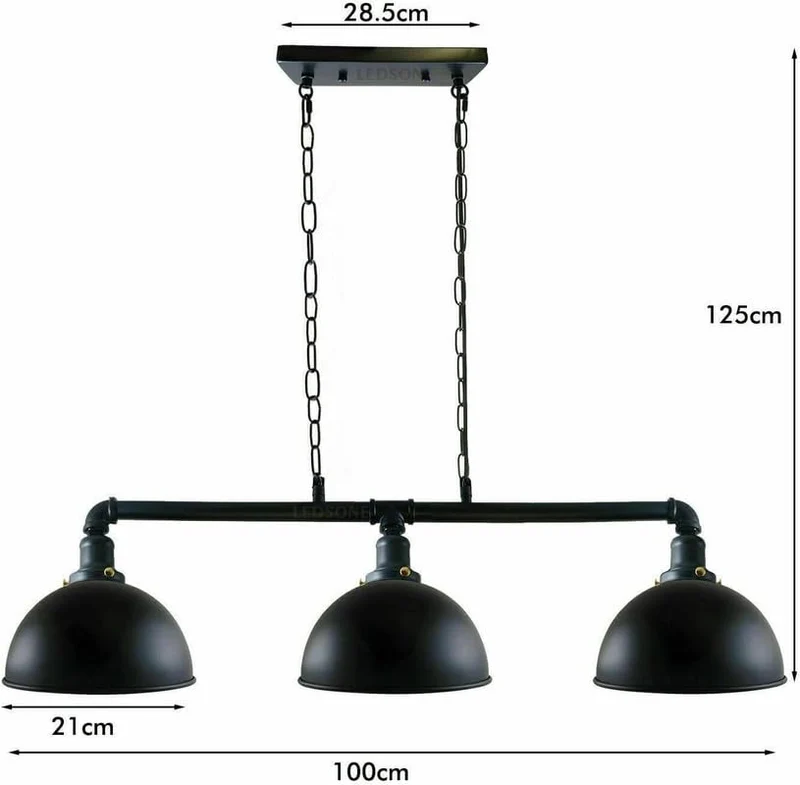 Ketten Hängelampe 3-flammig – Vintage Industrie Billardlampe | Ø21cm | E27 ~3543