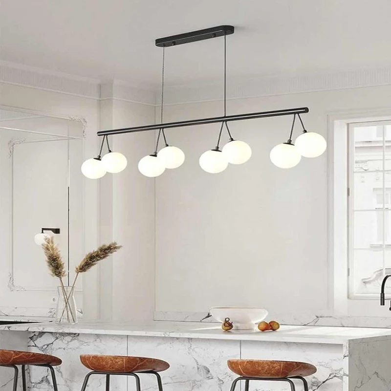 Chandelier Nordic Round / Linear Glass Ball Cherry, Black & White