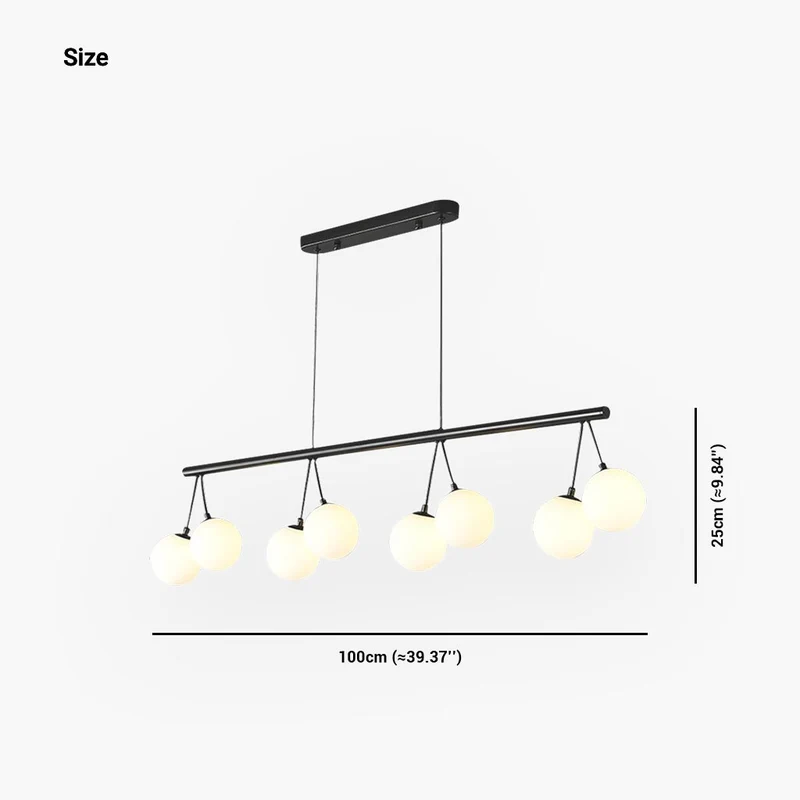 Chandelier Nordic Round / Linear Glass Ball Cherry, Black & White