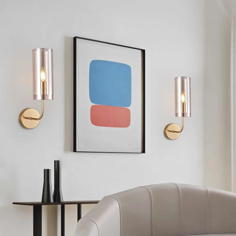 Wall Sconce Modern Nordic Candle Glass Cylinder, 1 Light/2 Lights