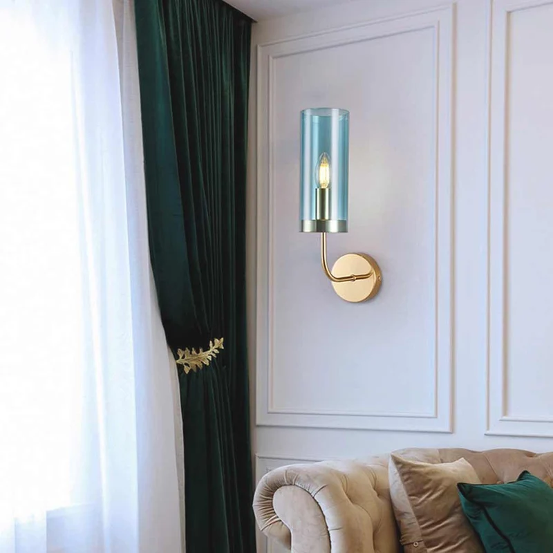 Wall Sconce Modern Nordic Candle Glass Cylinder, 1 Light/2 Lights