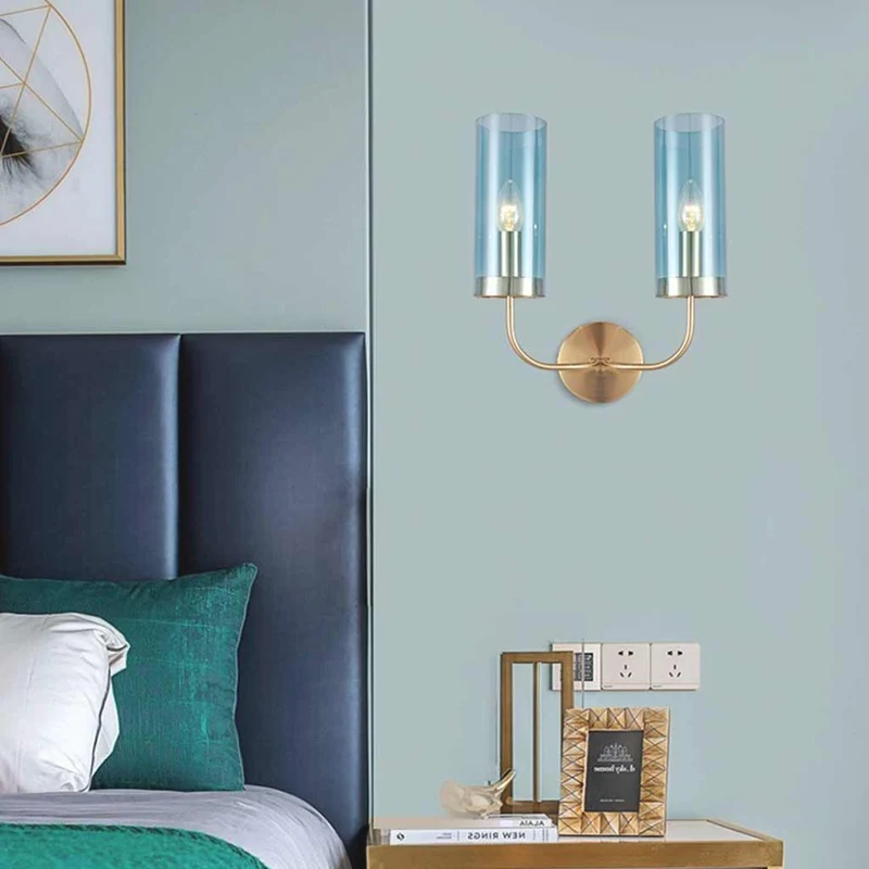 Wall Sconce Modern Nordic Candle Glass Cylinder, 1 Light/2 Lights