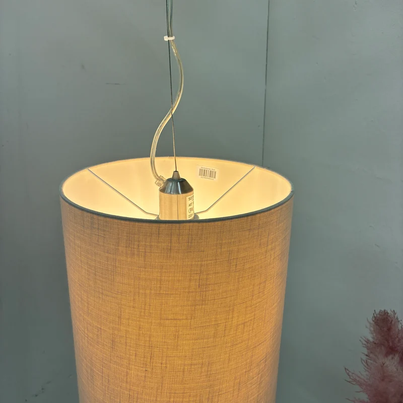 Deckenlampe Hängeleuchte Stoffschirm 28cm Beige Sand Textil Lampe Gebraucht