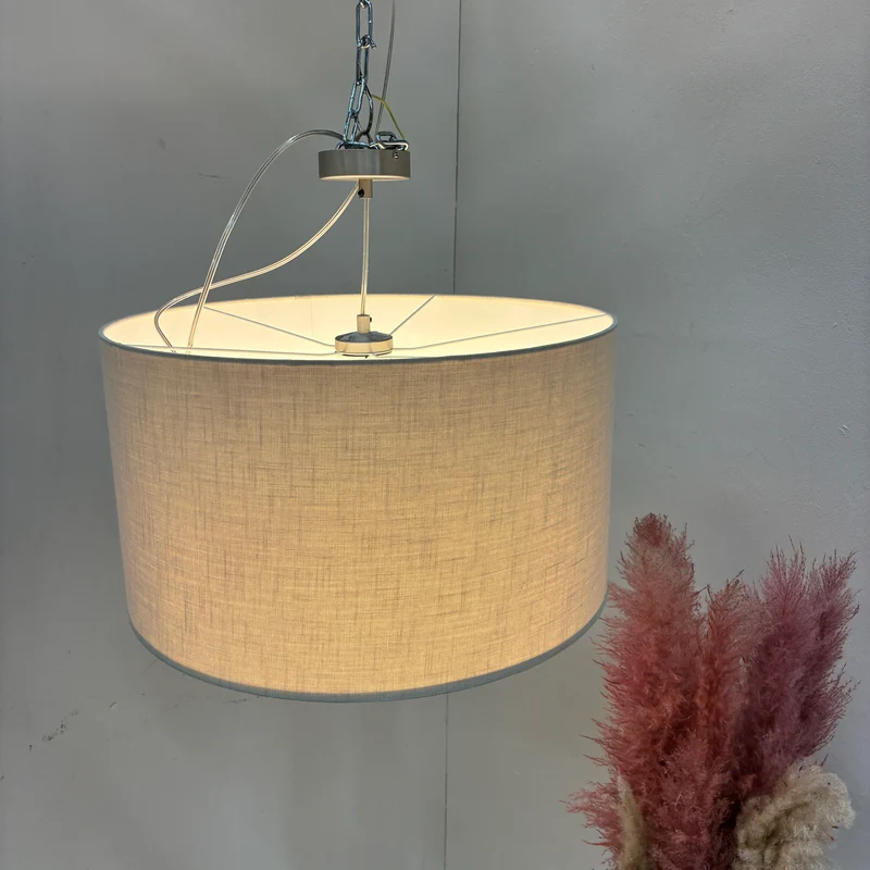 Deckenlampe Hängeleuchte Stoffschirm 48cm Beige Sand Textil Lampe Gebraucht