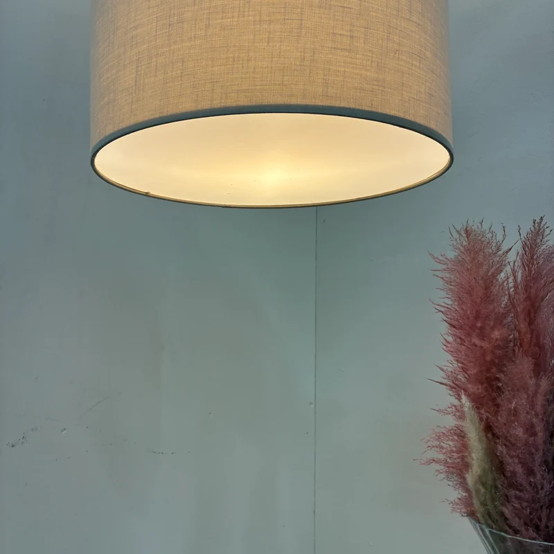 Deckenlampe Hängeleuchte Stoffschirm 48cm Beige Sand Textil Lampe Gebraucht
