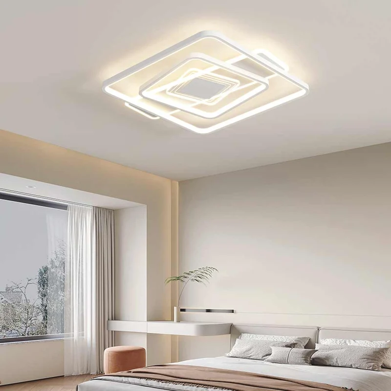 Flush Mount Ceiling Light Geometric LED Dimmable Full Spectrum, White