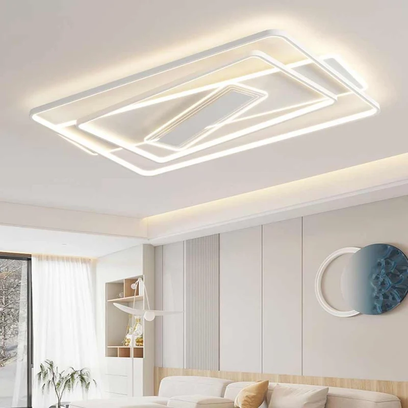 Flush Mount Ceiling Light Geometric LED Dimmable Full Spectrum, White