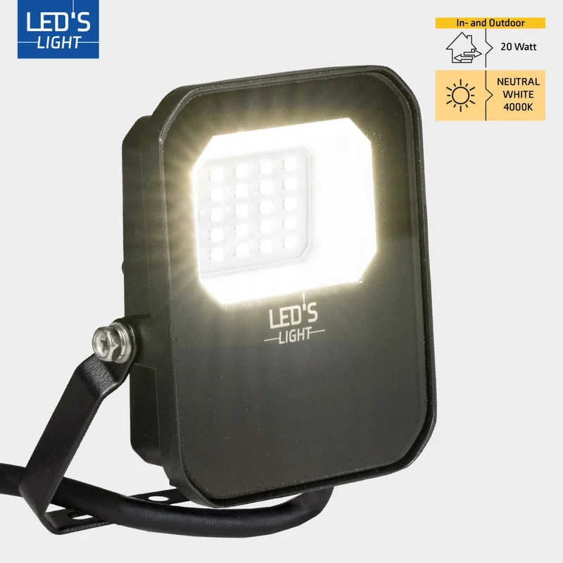 LED Flutlicht IK06 20W 2800lm 4000K neutralweiß IP65 Schwarz - LED's Light
