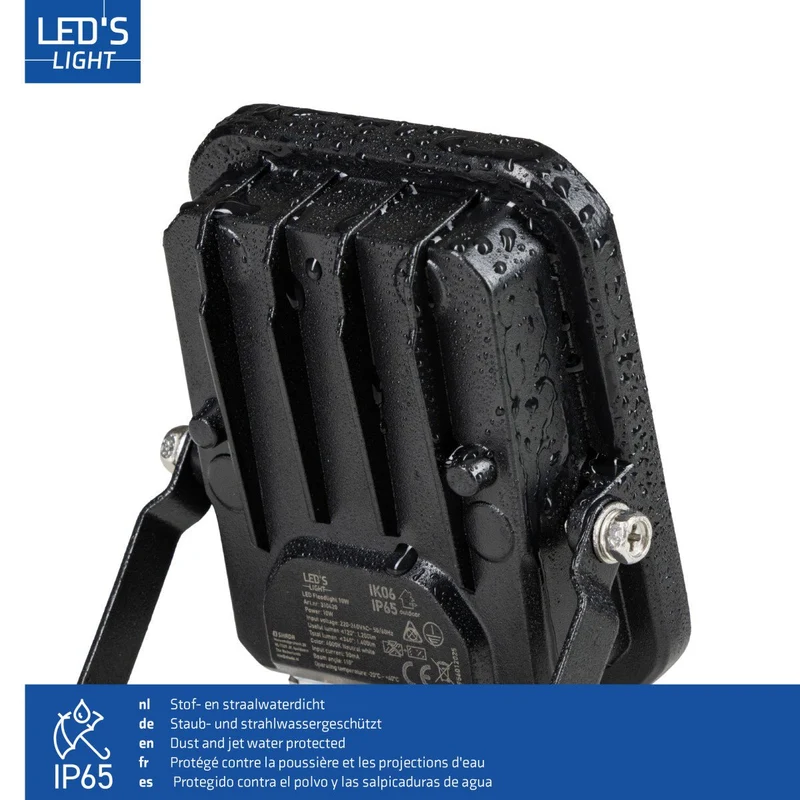 LED Flutlicht IK06 20W 2800lm 4000K neutralweiß IP65 Schwarz - LED's Light