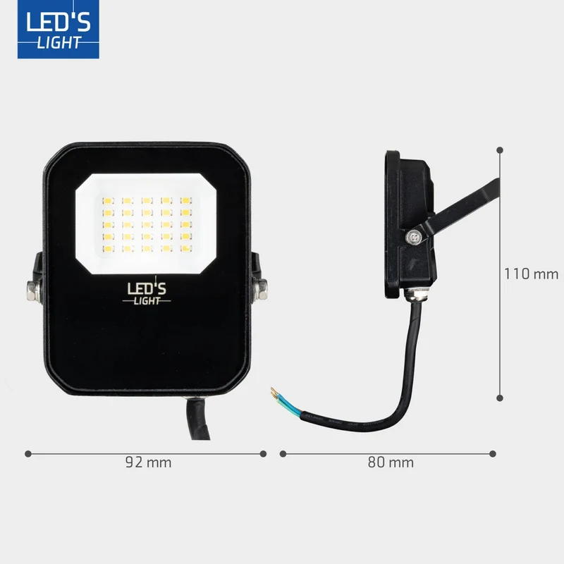 LED Flutlicht IK06 20W 2800lm 4000K neutralweiß IP65 Schwarz - LED's Light