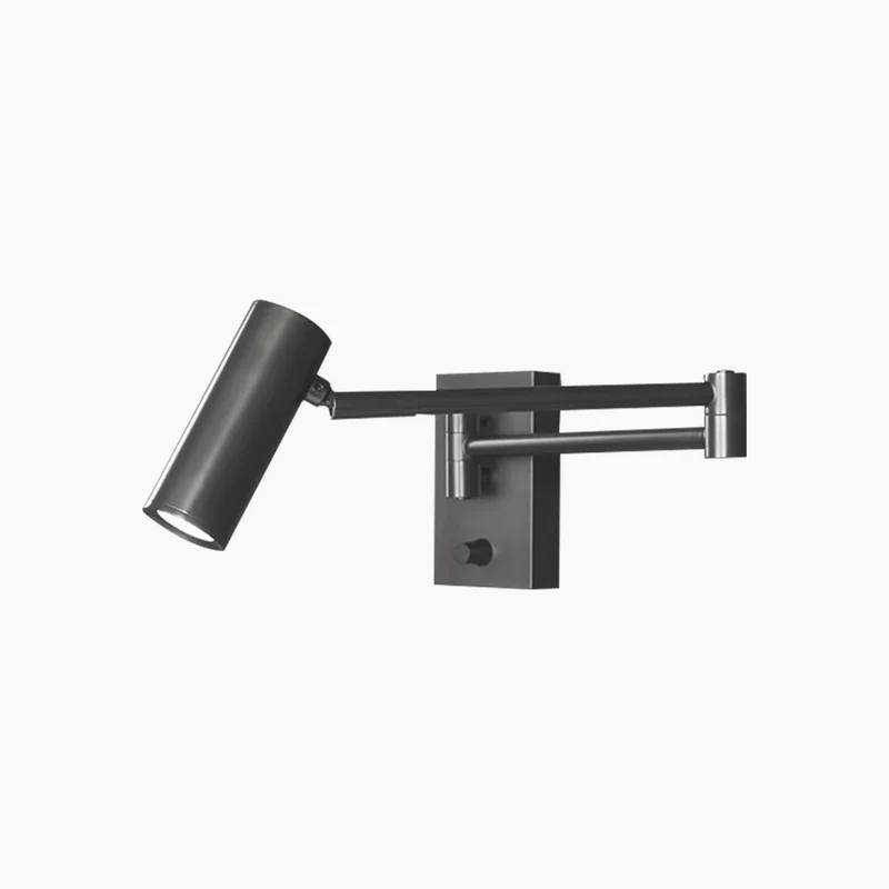 Wall Lamp Spotlight Modern with Swing Arm and Switch, Black / Gold