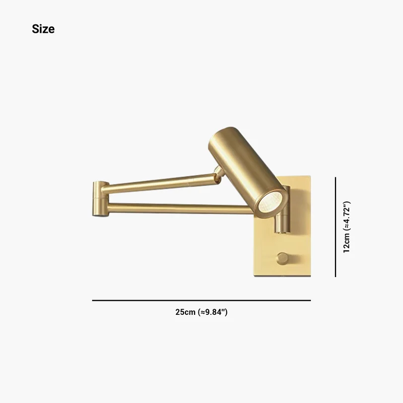 Wall Lamp Spotlight Modern with Swing Arm and Switch, Black / Gold