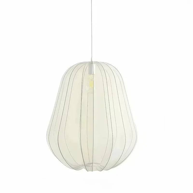 Japanische Lampion-Hängeleuchte aus weißem Stoff für Esszimmer