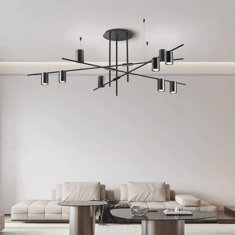 Chandelier Unique Iron Uplight & Downlight, Black / Gold