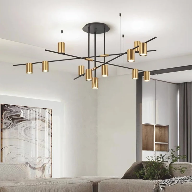 Chandelier Unique Iron Uplight & Downlight, Black / Gold