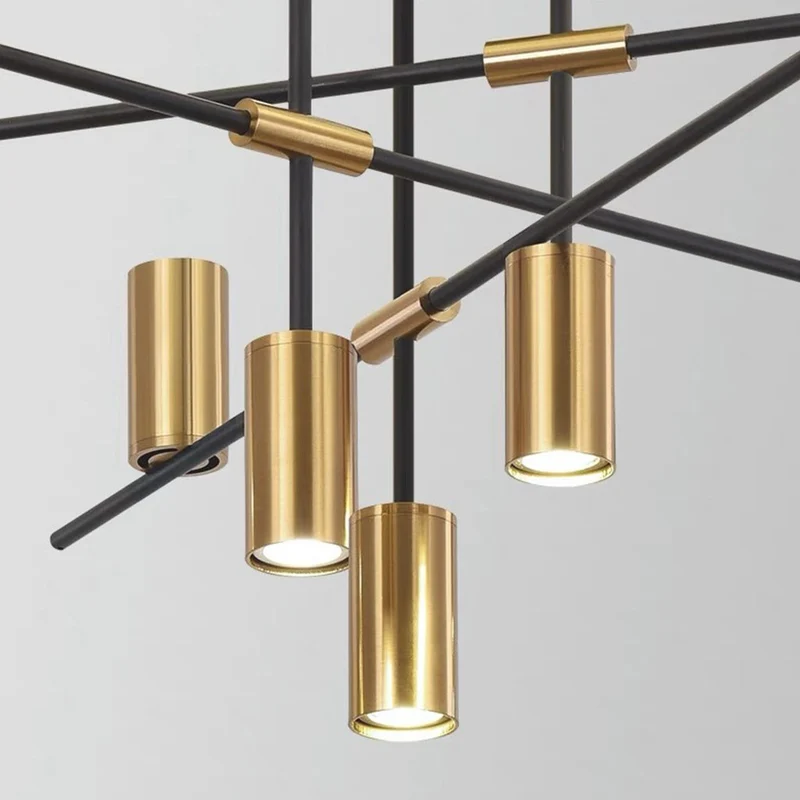 Chandelier Unique Iron Uplight & Downlight, Black / Gold