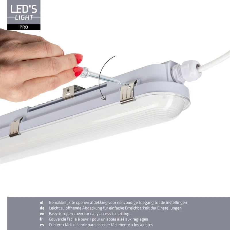 LED Feuchtraumleuchte mit Strip 150cm 39W 7020lm 3000/4000/6500K IP65 Grau - LED's Light Pro