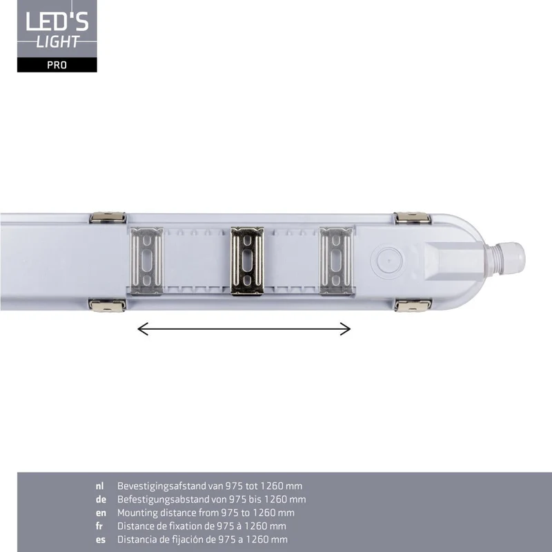 LED Feuchtraumleuchte mit Strip 150cm 39W 7020lm 3000/4000/6500K IP65 Grau - LED's Light Pro