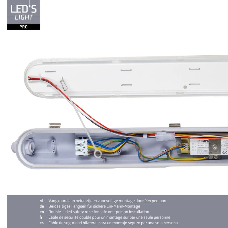 LED Feuchtraumleuchte mit Strip 150cm 39W 7020lm 3000/4000/6500K IP65 Grau - LED's Light Pro