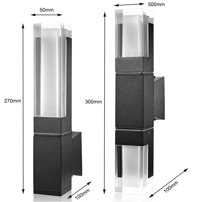 Außenwandleuchte Acrylsäule Schwarz – Clarionde