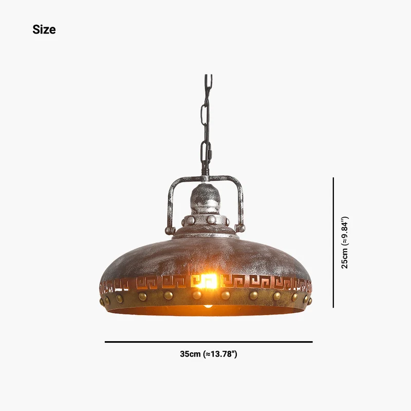 Pendant Light Industrial Retro Iron Pot Lid, Black & Brown