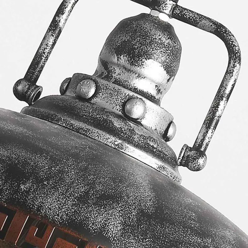 Pendant Light Industrial Retro Iron Pot Lid, Black & Brown