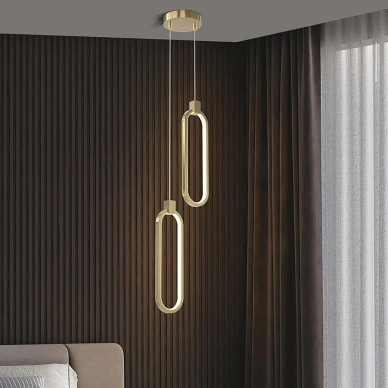 Pendant Light Minimalist Brass Gold LED, Oval / Ring