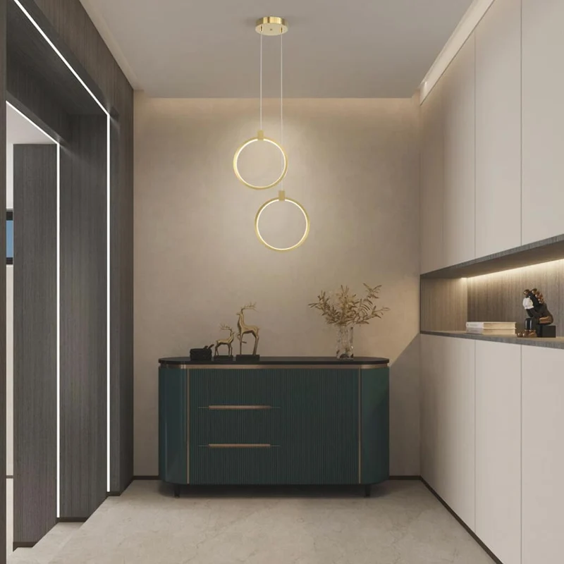 Pendant Light Minimalist Brass Gold LED, Oval / Ring