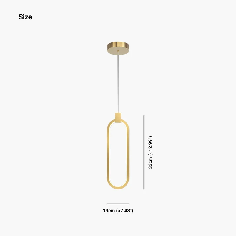 Pendant Light Minimalist Brass Gold LED, Oval / Ring