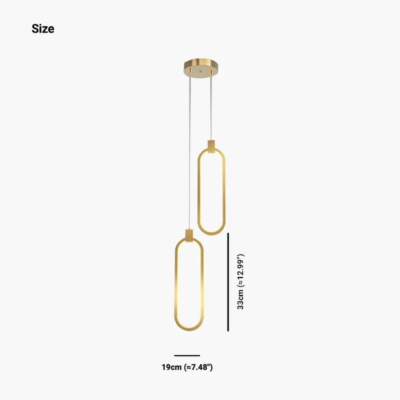 Pendant Light Minimalist Brass Gold LED, Oval / Ring
