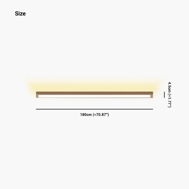 Flush Mount Ceiling Light Long Wooden Linear LED