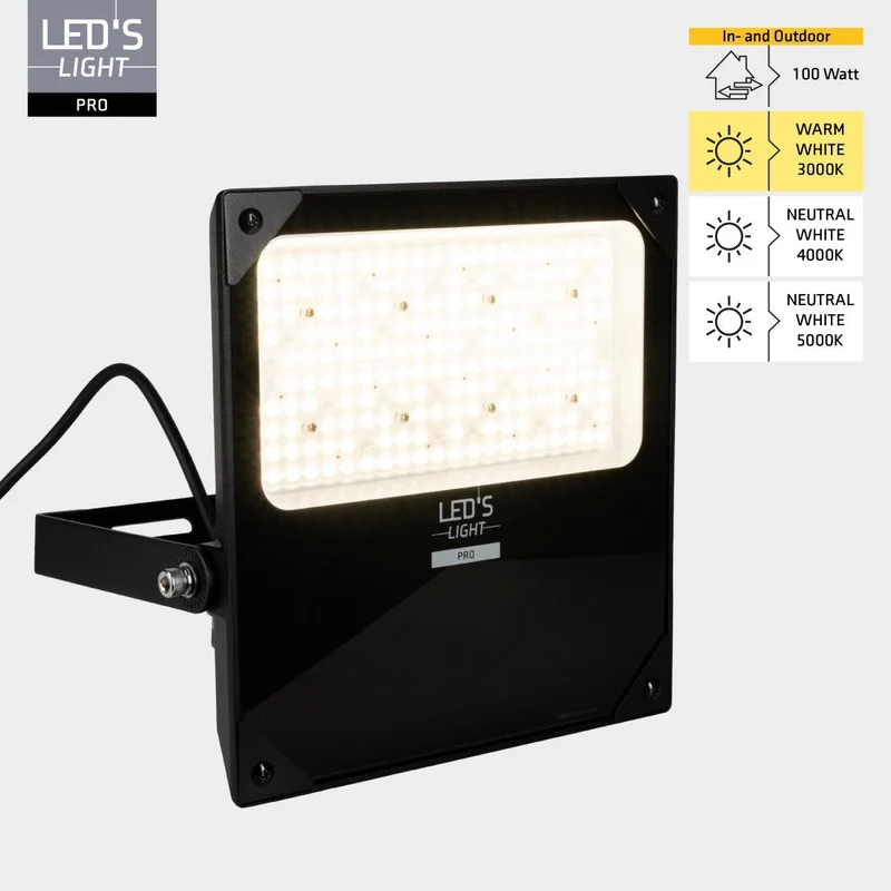 LED Flutlicht 100W 14000lm 3000/4000/5000K warmweiß/neutralweiß IP66 - LED's Light Pro