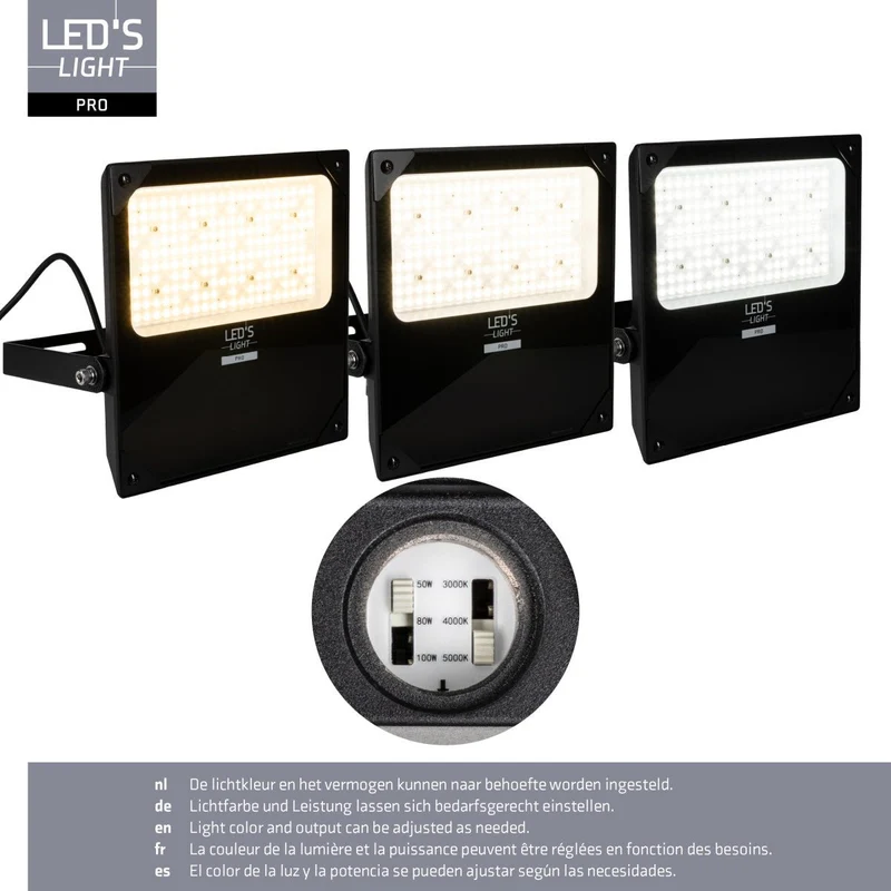 LED Flutlicht 100W 14000lm 3000/4000/5000K warmweiß/neutralweiß IP66 - LED's Light Pro
