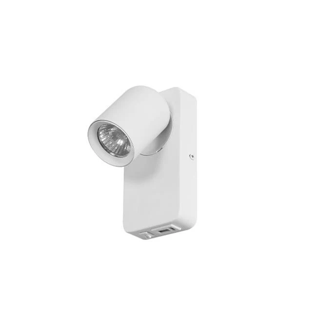 Nachttischlampe - Wandlampe | Weiß | GU10-Fassung | USB- und USB-C-Anschluss | KUNA