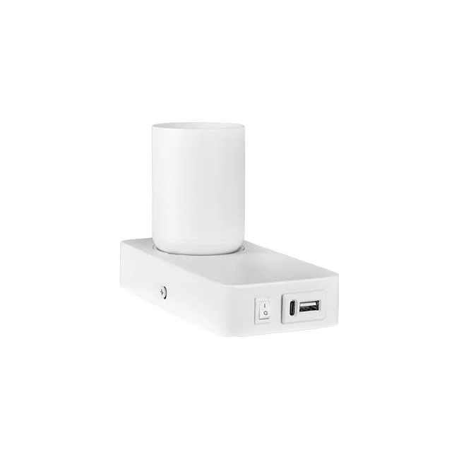 Nachttischlampe - Wandlampe | Weiß | GU10-Fassung | USB- und USB-C-Anschluss | KUNA