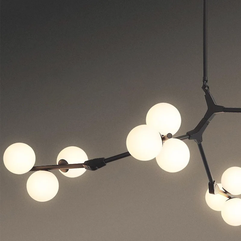 Chandelier Nordic Elegant Branching Bubble Glass Ball, Black / Gold