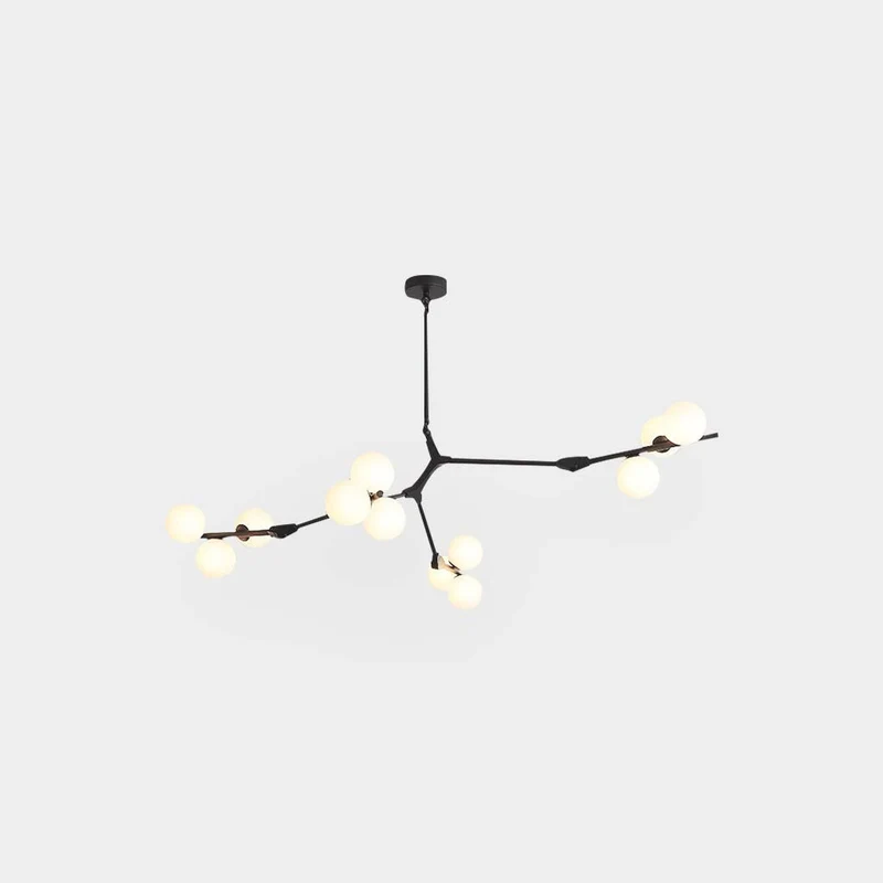 Chandelier Nordic Elegant Branching Bubble Glass Ball, Black / Gold