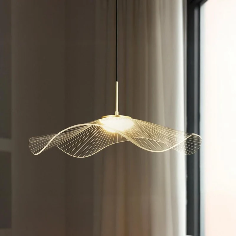 Pendant Light Elegant Lotus Leaf Straw Hat LED