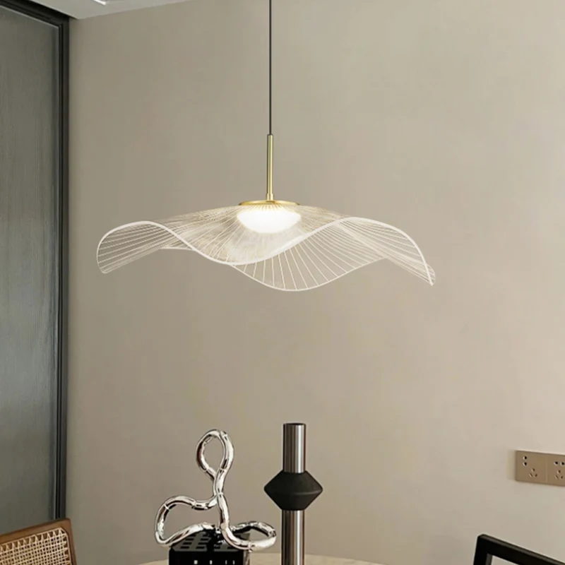 Pendant Light Elegant Lotus Leaf Straw Hat LED