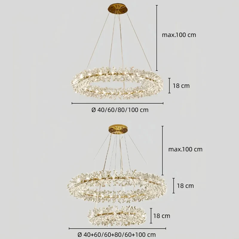 LED Kristall Ring Kronleuchter für Wohnzimmer